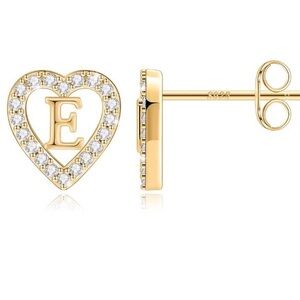 Heart Initial Stud Earrings